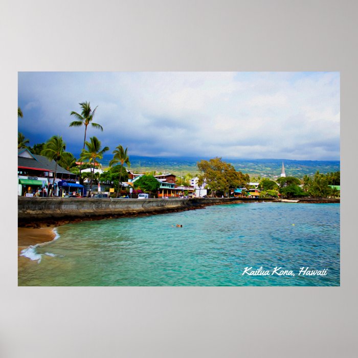 Kailua Kona, Hawaii • Oil Paint Digital Art Poster Zazzle