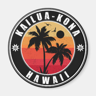 Kailua-Kona Hawaii Retro Palm Trees 60s Souvenirs Magnet