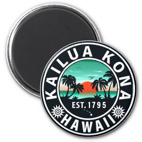 Kailua Kona Hawaii Retro Sunset 60s Souvenirs Magnet