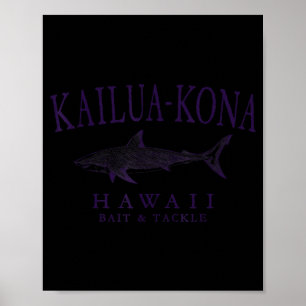 Kailua - kona hawaii shark vintage plum art poster