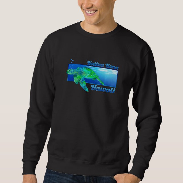 Kailua Kona Hawaii Swimming Honu Sweatshirt (Front)