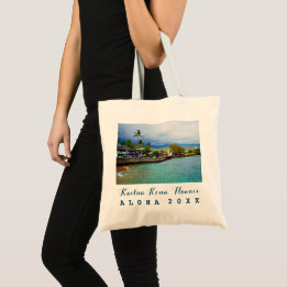 Kailua Kona Pier Hawaii Oil Paint Art Trip Year Tote Bag