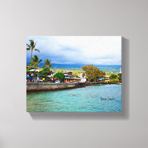 Kailua Kona Pier Hawaii Oil Paint Digital Art Canvas Print