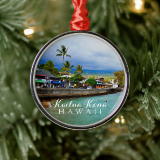 Kailua Kona Pier Hawaii Oil Paint Digital Art Metal Ornament