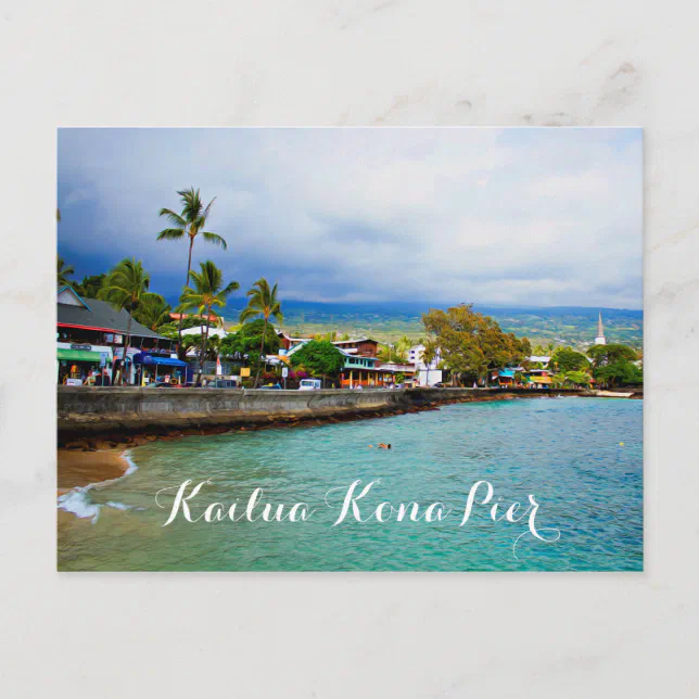 Kailua Kona Pier Hawaii Oil Paint Digital Art Postcard Zazzle