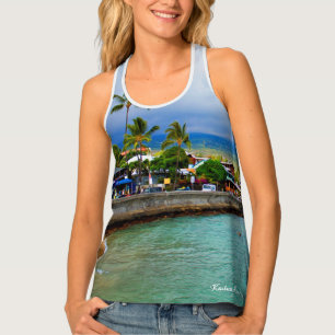 Kailua Kona Pier Hawaii Oil Paint Digital Art Tank Top