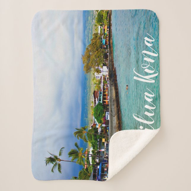 Kailua Kona Pier Hawaii Sherpa Blanket (Front)