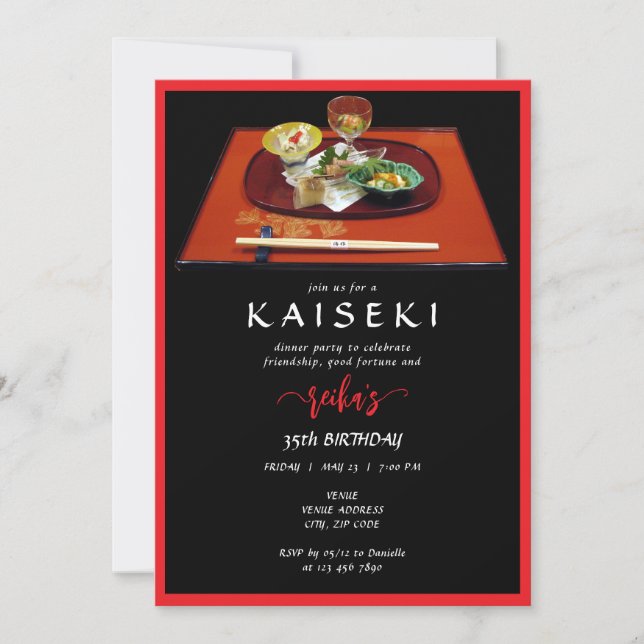 Kaiseki Japanese Private Chef Script Birthday Invitation (Front)