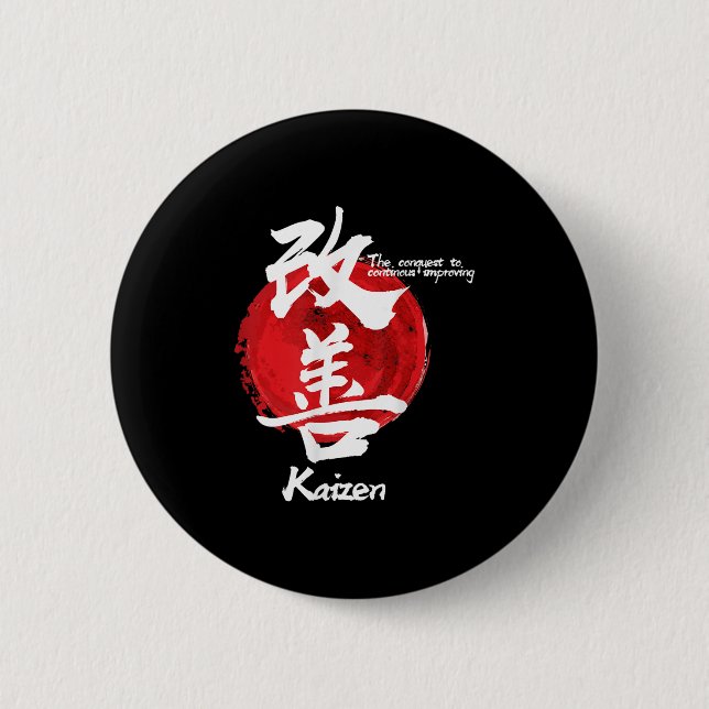 Kaizen Japanese Improving Concept Quote Calligraph Button (Front)