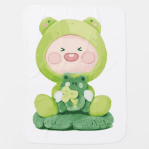 KaKao Friends - Green Vacation Frog Apeach Baby Blanket