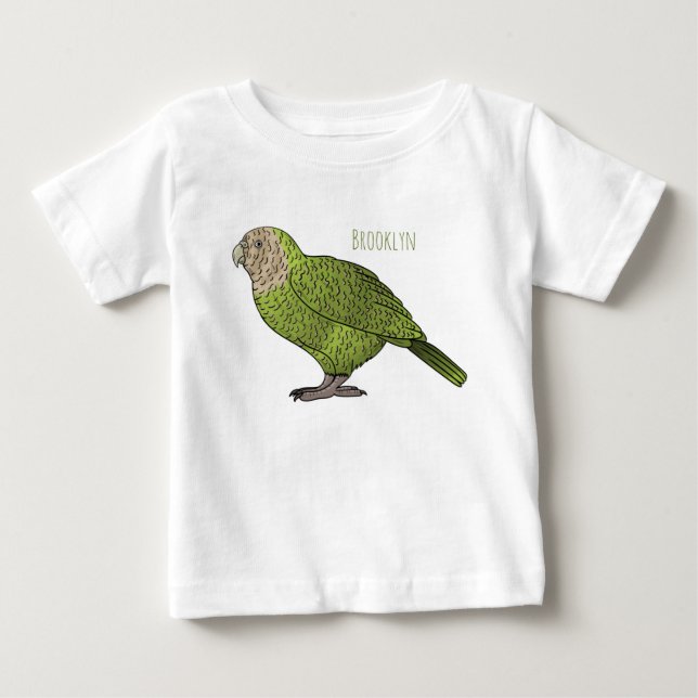 Kakapo bird cartoon illustration  baby T-Shirt (Front)