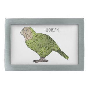 Kakapo bird cartoon illustration belt buckle