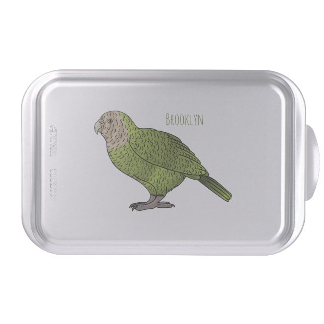 Kakapo bird cartoon illustration cake pan (Front)
