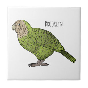 Kakapo bird cartoon illustration ceramic tile