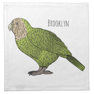 Kakapo bird cartoon illustration cloth napkin