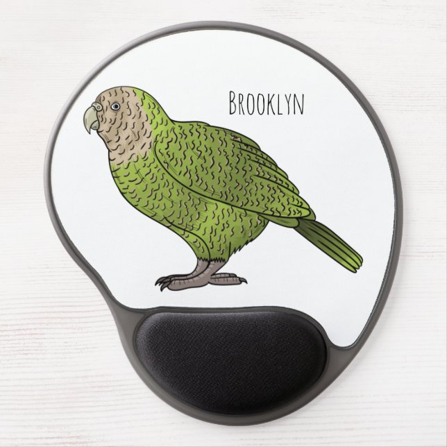 Kakapo bird cartoon illustration  gel mouse pad (Front)