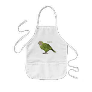 Kakapo bird cartoon illustration kids' apron