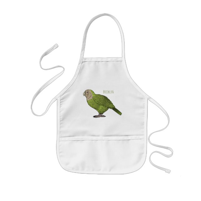 Kakapo bird cartoon illustration kids' apron (Front)