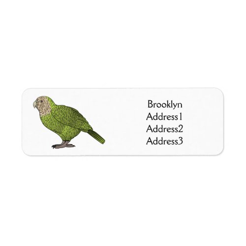 Kakapo bird cartoon illustration label