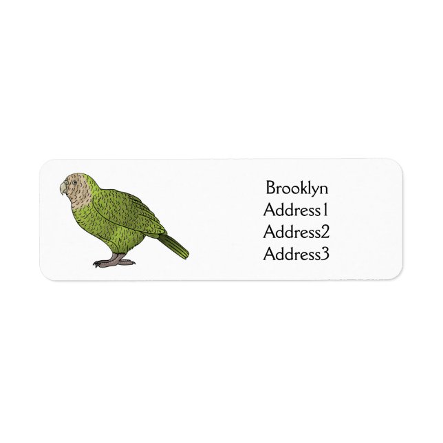 Kakapo bird cartoon illustration label (Front)
