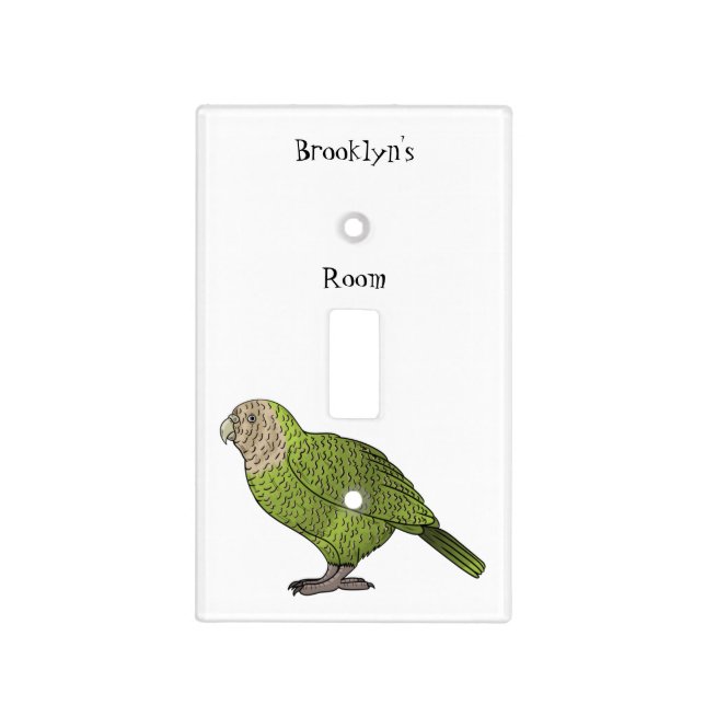 Kakapo bird cartoon illustration light switch cover (Front)