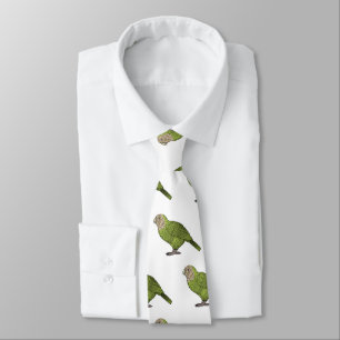 Kakapo bird cartoon illustration neck tie