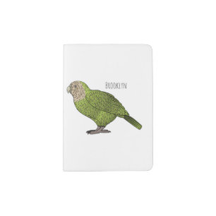 Kakapo bird cartoon illustration passport holder