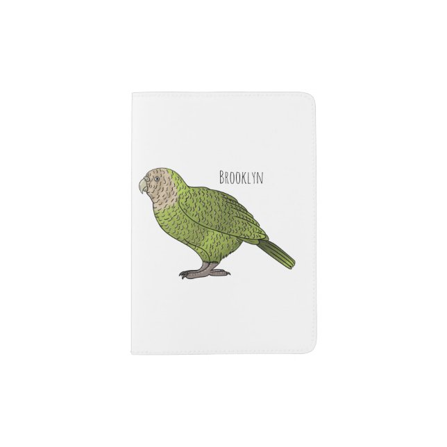 Kakapo bird cartoon illustration  passport holder (Front)