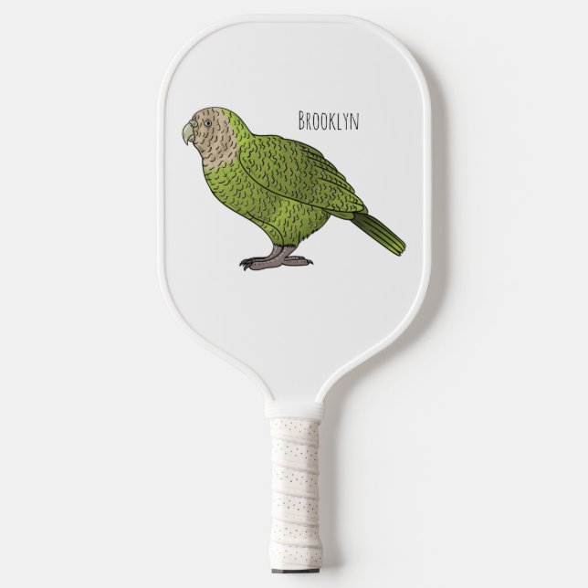 Kakapo bird cartoon illustration  pickleball paddle (Front)