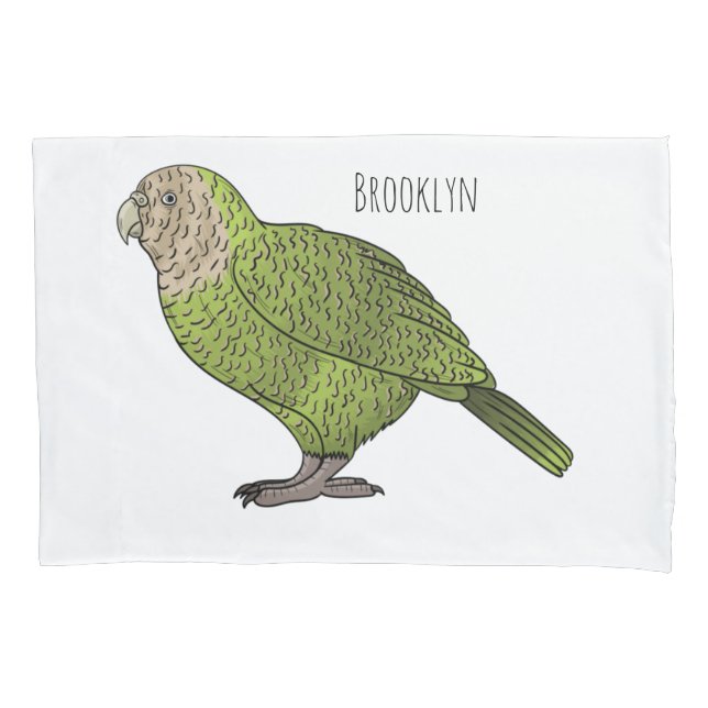 Kakapo bird cartoon illustration  pillow case (Front)