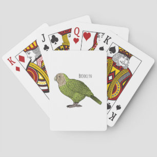 Kakapo bird cartoon illustration poker cards