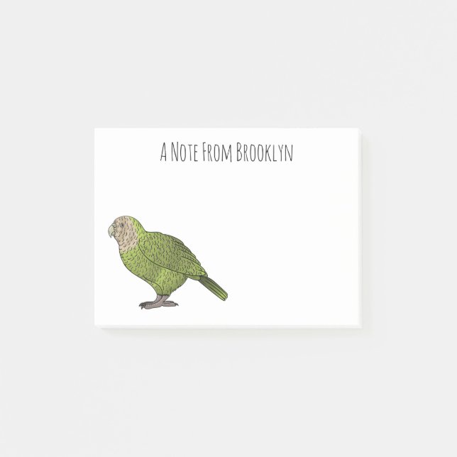 Kakapo bird cartoon illustration  post-it notes (Front)