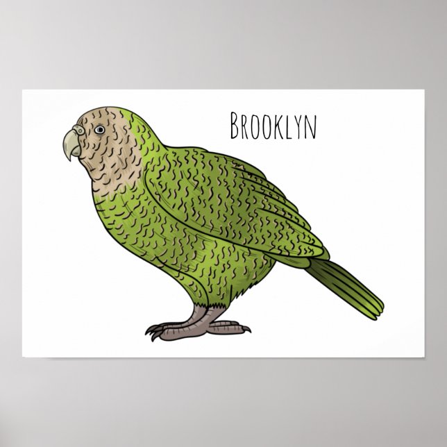 Kakapo bird cartoon illustration  poster (Front)