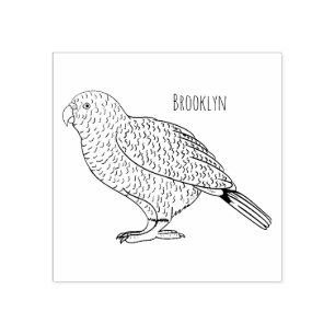 Kakapo bird cartoon illustration rubber stamp