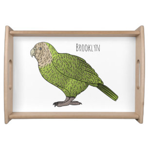 Kakapo bird cartoon illustration serving tray
