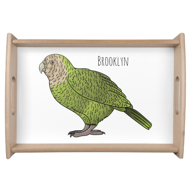 Kakapo bird cartoon illustration serving tray (Front)