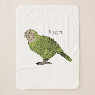 Kakapo bird cartoon illustration sherpa blanket