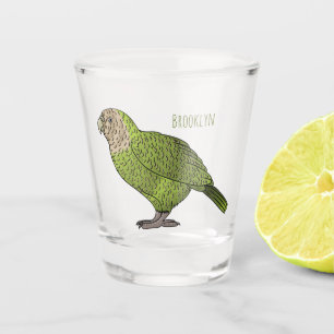 Kakapo bird cartoon illustration shot glass