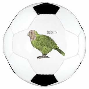 Kakapo bird cartoon illustration soccer ball
