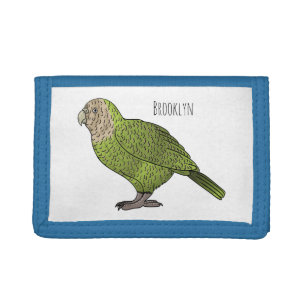 Kakapo bird cartoon illustration  tri-fold wallet