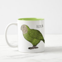 Kakapo bird cartoon illustration  Two-Tone coffee mug