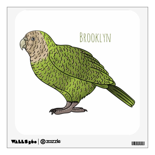 Kakapo bird cartoon illustration  wall decal (Front)