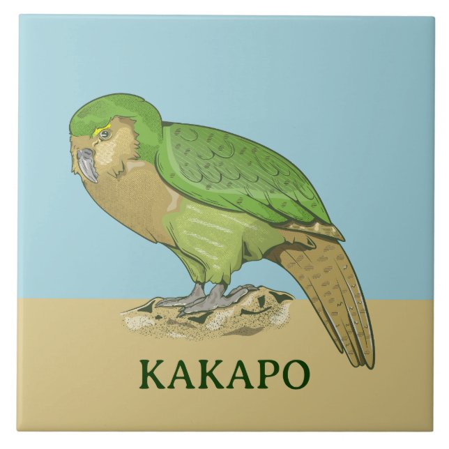 Kakapo illustration ceramic tile (Front)
