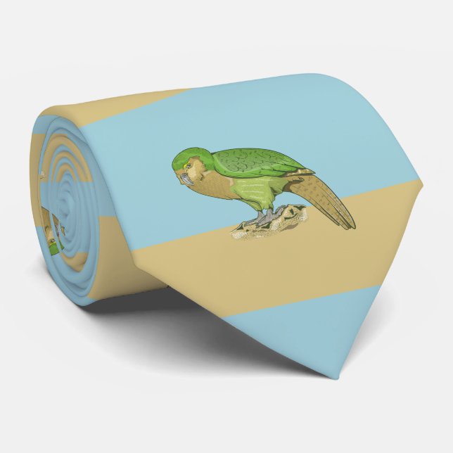Kakapo illustration neck tie (Rolled)