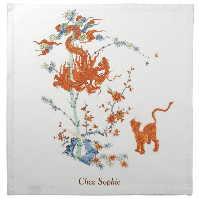 Kakiemon Dragon Tiger 1775 Cloth Napkin (Front)