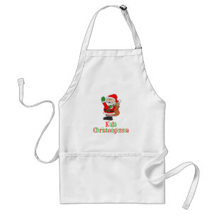 Kala Christougenna Greek Christmas Santa Adult Apron