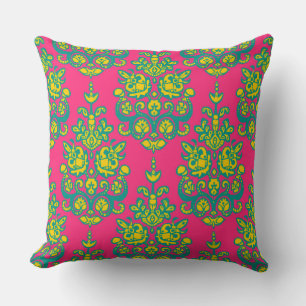 Kala damask ikat throw pillow