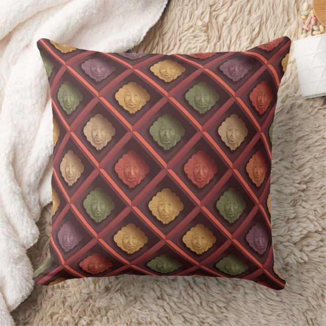 Kala Petak Overlap 3d Batik Motif Balinese  Throw Pillow (Blanket)