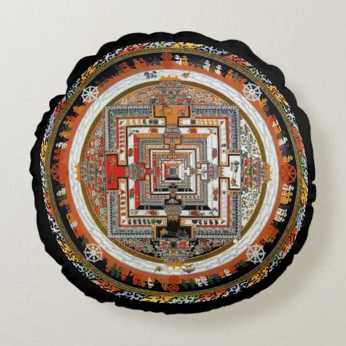 Kalachakra Mandala Round Pillow