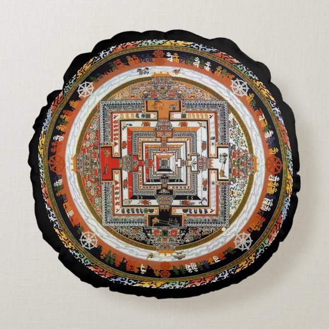 Kalachakra Mandala Round Pillow (Front)